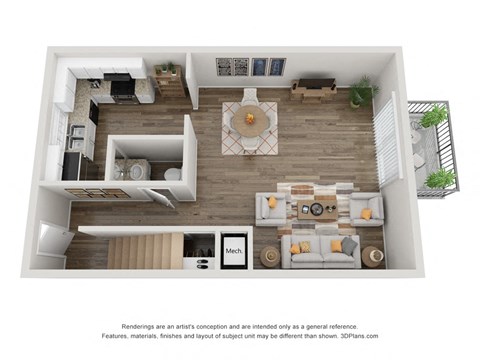 Floor plan for 2 beds, 2 baths, 997 sqft